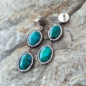

5pairs dark green Stone Pave Crystal Rhinestone Dangle Earrings Jewelry For Women ER156