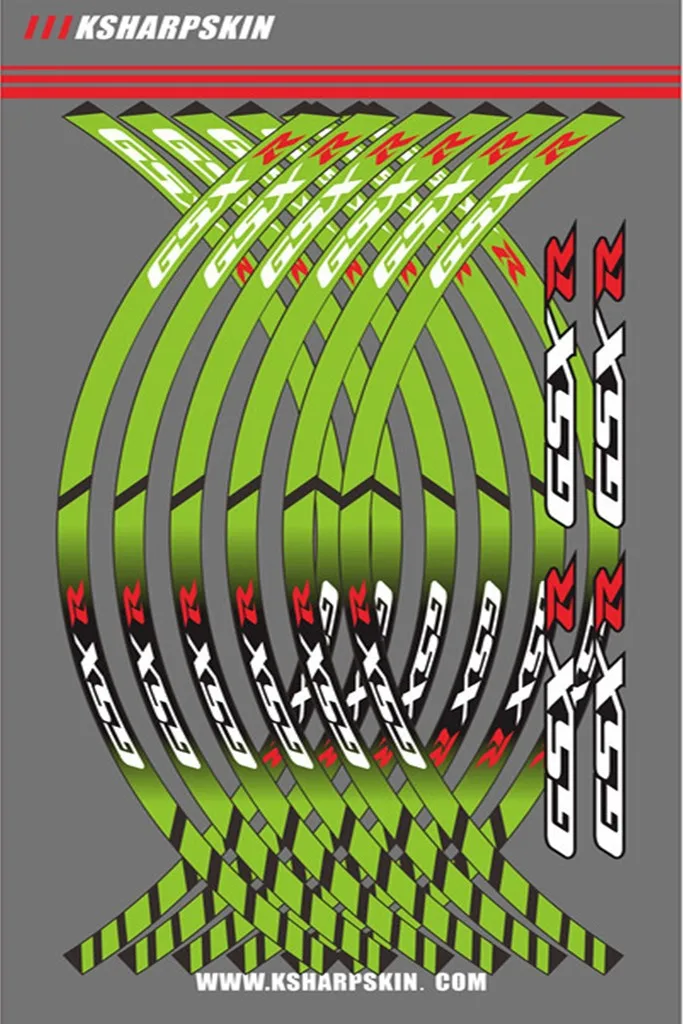 Колеса мотоцикла обода наклейки колеса светоотражающие наклейки полосы для Suzuki GSXR - Цвет: Green