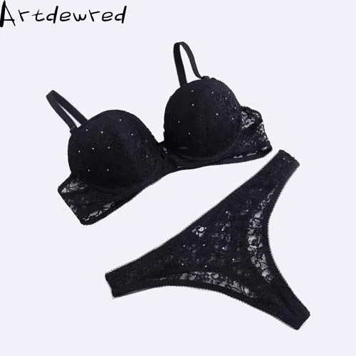 underwear sets sale Artdewred Brand Sexy Underwear Women Bra Set Lingerie Set Luxurious Vintage Lace Embroidery Push Up Bra And Panty Set underwear set Bra & Brief Sets