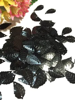 

50g/lot Leaf Sequins 13*24mm PVC Sewing DIY Garment Accessory Leaves With 2 Holes Black