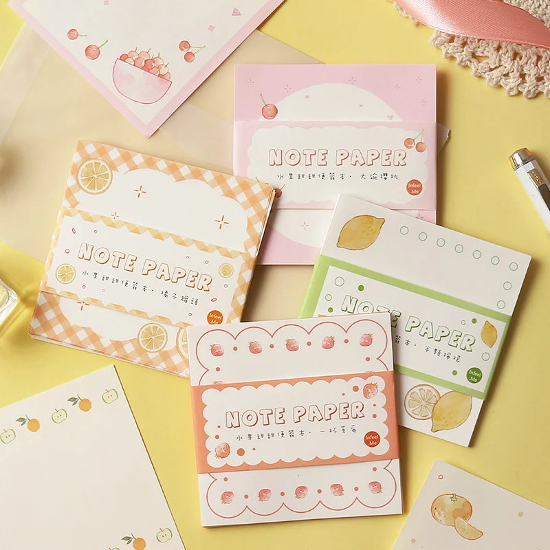 

4pcs Fruit memo notes set Mini Orange Strawberry paper note planner remind Stationery Office accessories School supplies F616