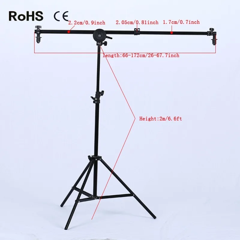 

Hot sale 2m Studio Photo Light Stand+Professional Reflective Plate Bracket 1.7m Reflector Lamp Holder cross Arm