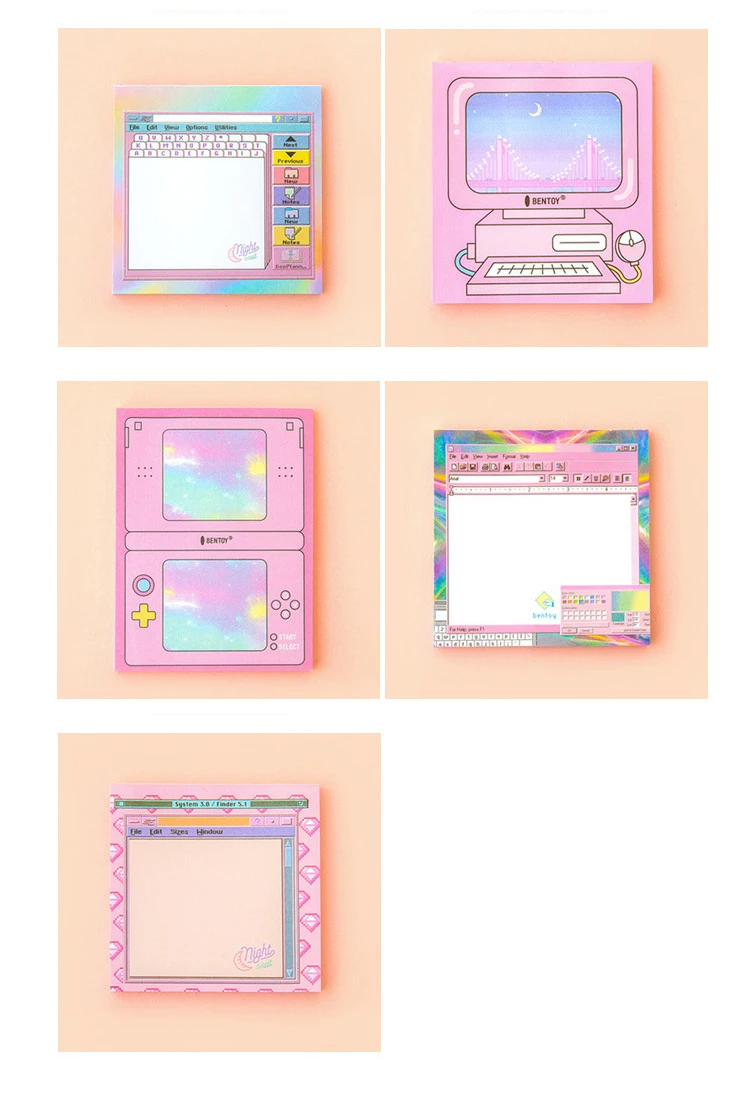 Cute Computer Game Memo Pad Self-adhesive Planner Stickers Kawaii Paper Sticky Notes Notepad School Office Stationery Supplies