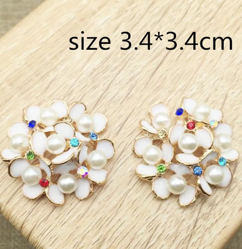 

High quality rhinestone brooch flower with pearls adorned brooch pin material fashion DIY hair accessories 12pcs/lot MYQB075