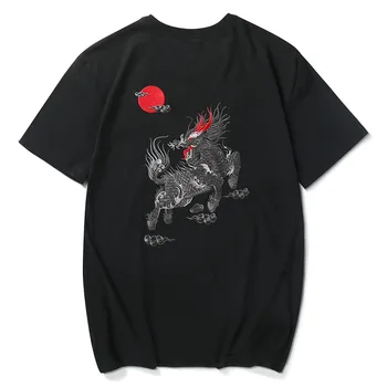 

HISTREX Japan Harajuku Embroidery Animal Casual Homme Men T Shirt Tee O Neck Mens Printed Top T-Shirts Brand Clothing LM89N#