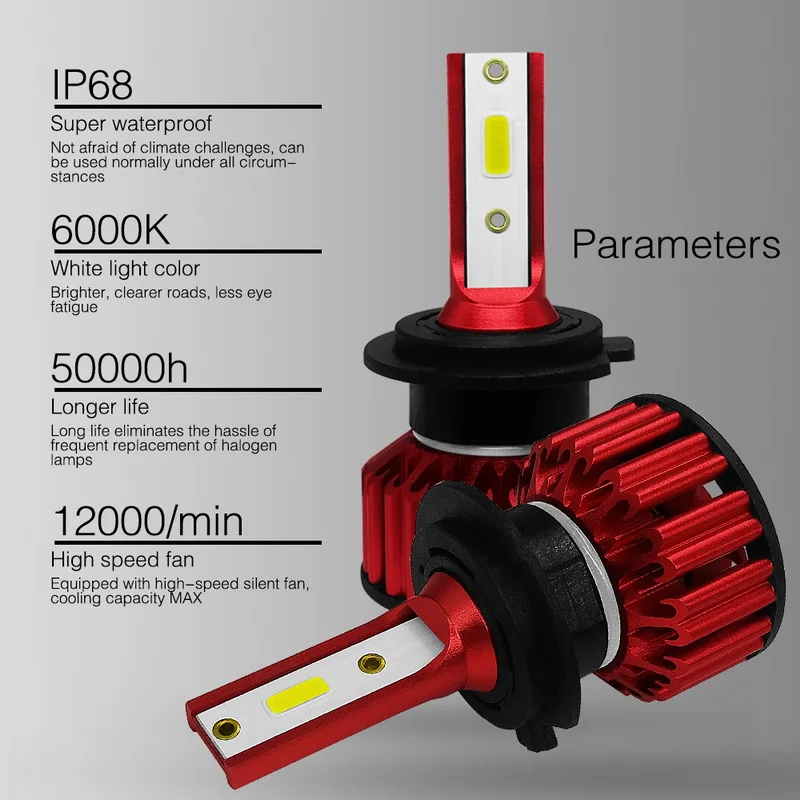 2 шт. 8000LM 36W фары для автомобилей головной светильник H7 H8 H11 светодиодный лампы H1 H4 HB2 светодиодный комплект фар 9005 HB3 9006 HB4 6000k светильник 12V светодиодный светильник