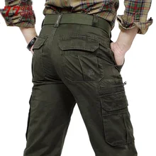 QIQICHEN Брендовые мужские брюки карго армейский зеленый Мульти Карманы армейские повседневные хлопковые свободные прямые брюки военные тактические брюки