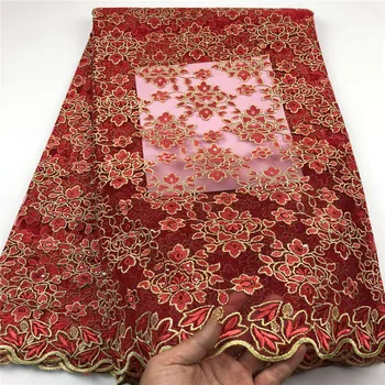 

Latest African Laces Fabrics Embroidered African tulle French Lace Fabric With stones African French Net Lace CHYF11-2