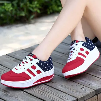 

Tennis Shoes for Women Flat Shoes Tenis Feminino New breathable Sneakers Flat Increase shoes Thick-soled Rocking Jogging shoes