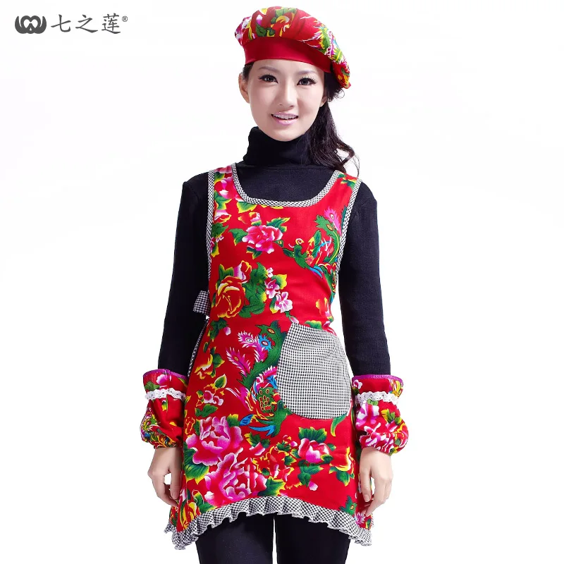 Chinese Style Women Kitchen Apron Hair Cooking Chef Aprons Tablier
