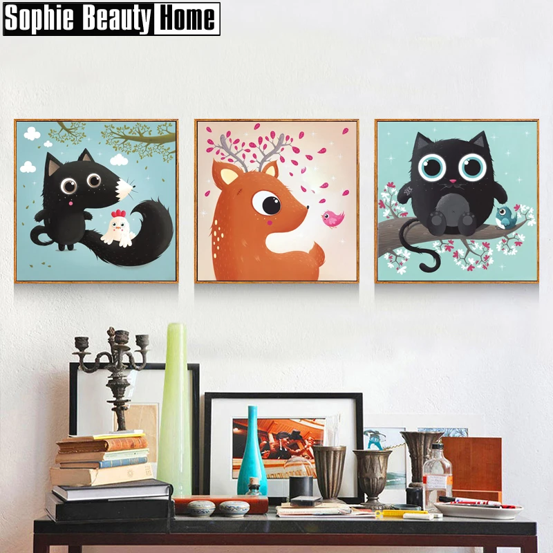 Full 5D DIY Diamond Painting Cross Stitch Cat Mouse Deer Embroidery Mutlti-Picture Mosaic Needlework Gift 063014 | Дом и сад
