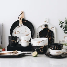 Best Gold Marble Glazes Ceramic Party Tableware Set Porcelain Breakfast Plates Dishes Noodle Bowl Coffee Mug Cup For Decoration understanding glazes