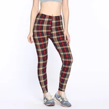 JIGERJOGER с полной печатью зимние хлопковые матовые женские красные сетки с 3D графическим принтом обтягивающие тянущиеся леггинсы в клетку цвета хаки