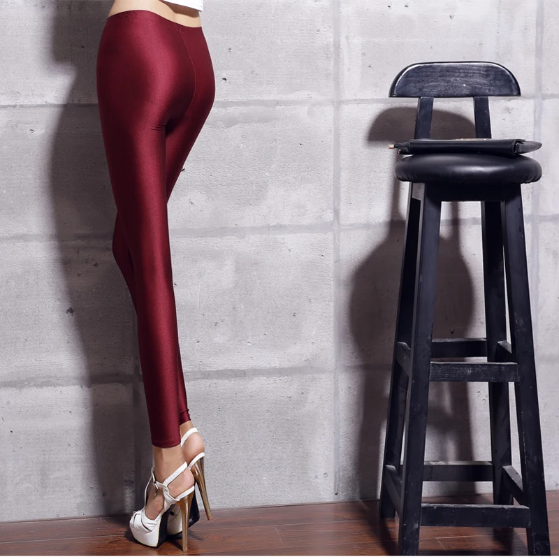 Women s shiny lycra neon spandex leggings ladies plus size black