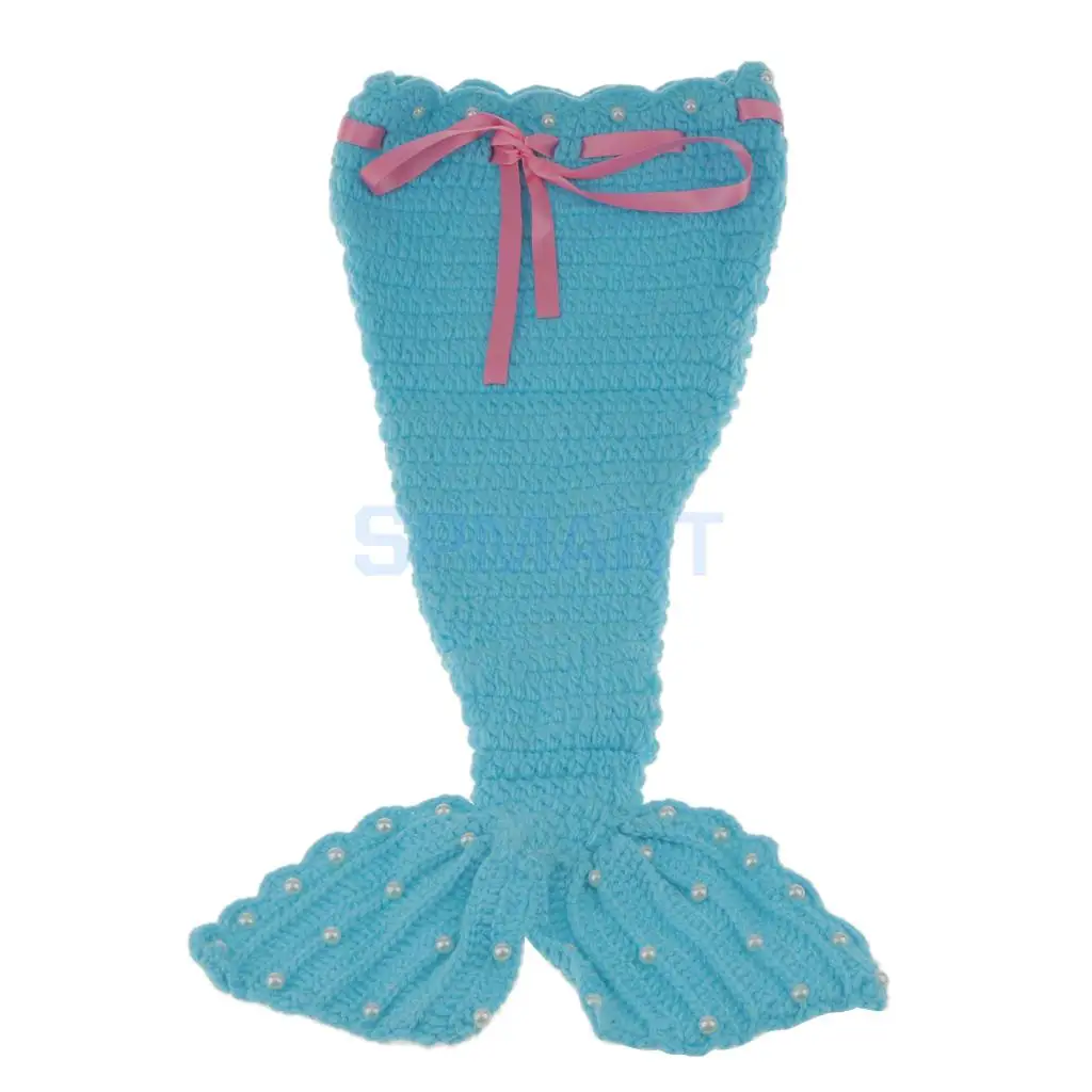 Newborn Baby Photography Prop Crochet Mermaid Headband Bra Tail Clothing Costume Set