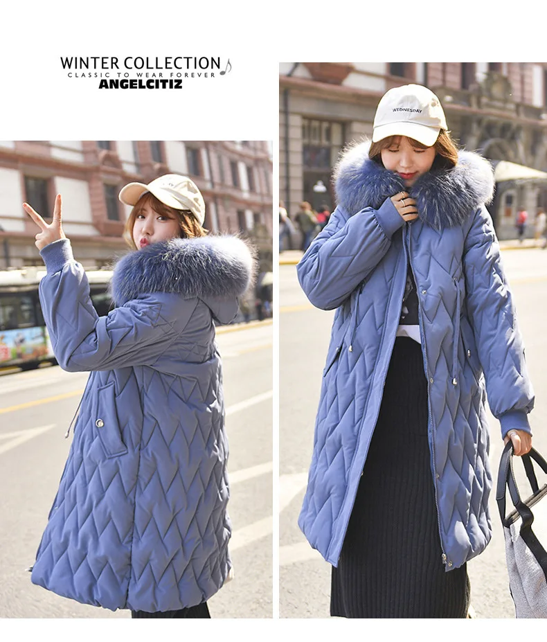 Новинка, женская зимняя куртка, корейский стиль, с капюшоном, с меховым воротником, Женское зимнее пальто, свободное, негабаритное, для женщин, длинная парка, верхняя одежда