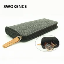 SWOKENCE очки аксессуары высокое качество серый фетр на молнии портативный очки сумка Большой размер солнцезащитные очки Чехол Сумочка G116