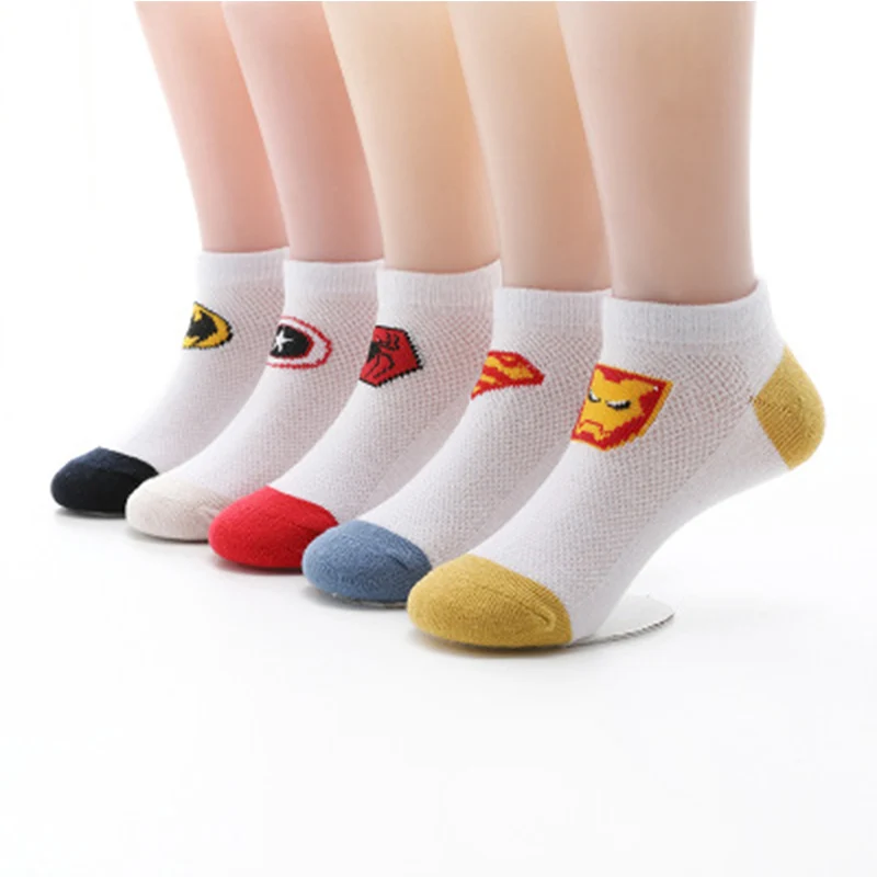 

1 pieces 3-12years old super hero kids cartoon socks boys short socks kids summer mesh breathable baby girls cotton socks