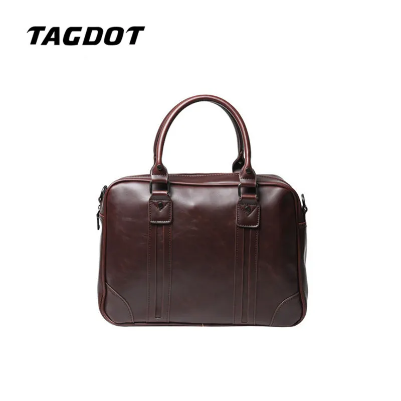 Tagdot brand Retro PU leather laptop bag Men 's Handbag Business Men' s Shoulder Messenger Bag Briefcase Computer Bag Men 's Bag