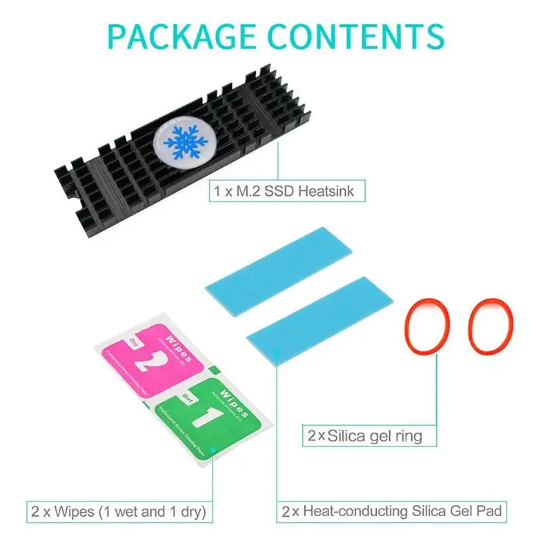 Laptop Memory Cooling Fin NVMe M.2 2280 SSD Nanometer Heat Conduction Silicone Pad Heatsinks Aluminum Alloy Radiator for Laptop