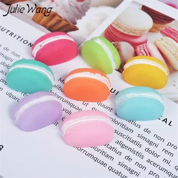 

Julie Wang 16pcs/lot Colorful Resin Macaron Bread Dessert Accessory Jewelry Making Phone case Decor DIY Finding Crafts 15*23mm