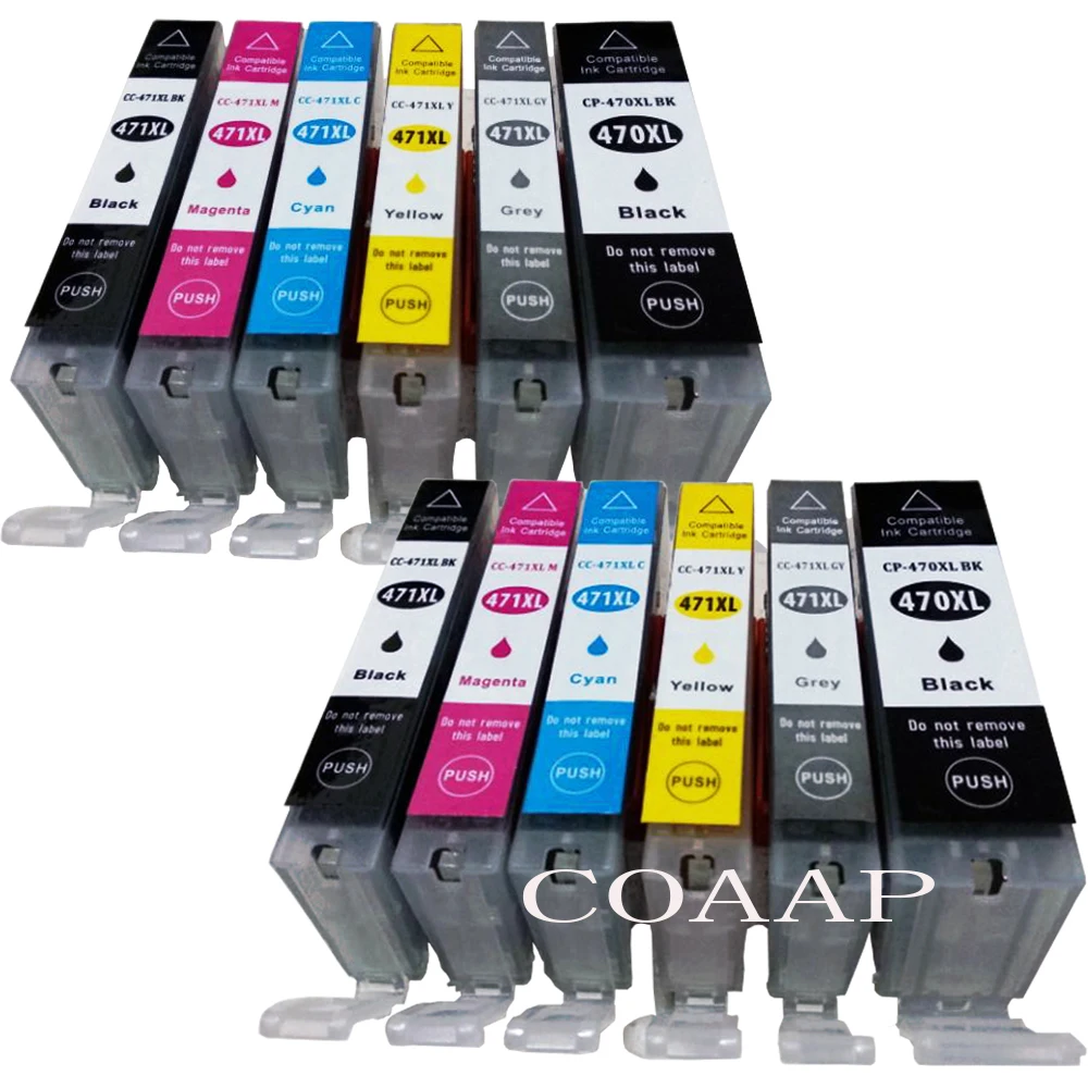 

12 Pack PGI470 CLI471 PGI-470BK CLI-471 BK/C/M/Y/GY Compatible ink cartridge for CANON PIXMA MG5740 MG8640 TS5040 TS6040