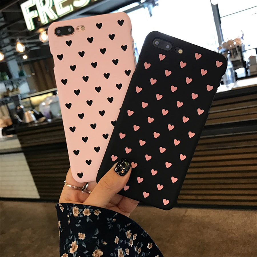 For iPhone 6 Case Cute Love Heart Chic Girls Phone Cases Full Protect Hard PC Case For iPhone 5 5S SE 8 7 6 6s Plus Cover Funda