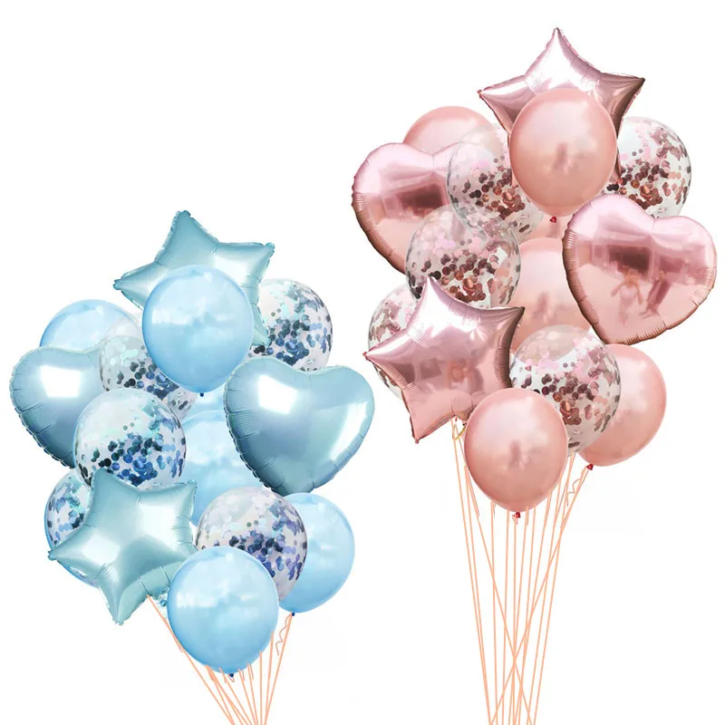 

14Pcs Wedding Birthday Balloon Round Confetti Ballon Heart Helium Balloons Birthday Party Decorations Adult Kids Event Baloes