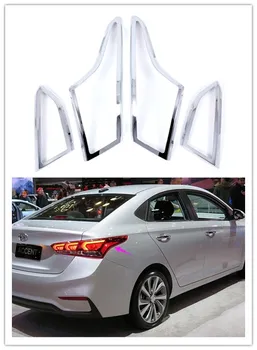 

ABS Chromed Exterior Rear Tail Light Lamp Cover Trim 4 PCS For Hyundai VERNA Solaris Accent 2018