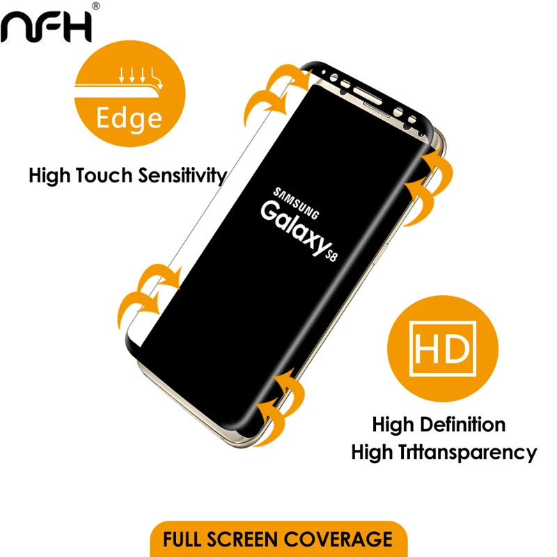 3D Оригинальное NFH чувствительное закаленное стекло для samsung Galaxy S8 S8 Plus Защитная пленка для экрана чехол на S 8