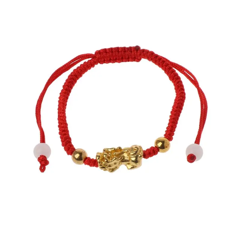 

Chinese Feng Shui Gold Pi Xiu Kabbalah Red String Bracelet Evil Eye Protection