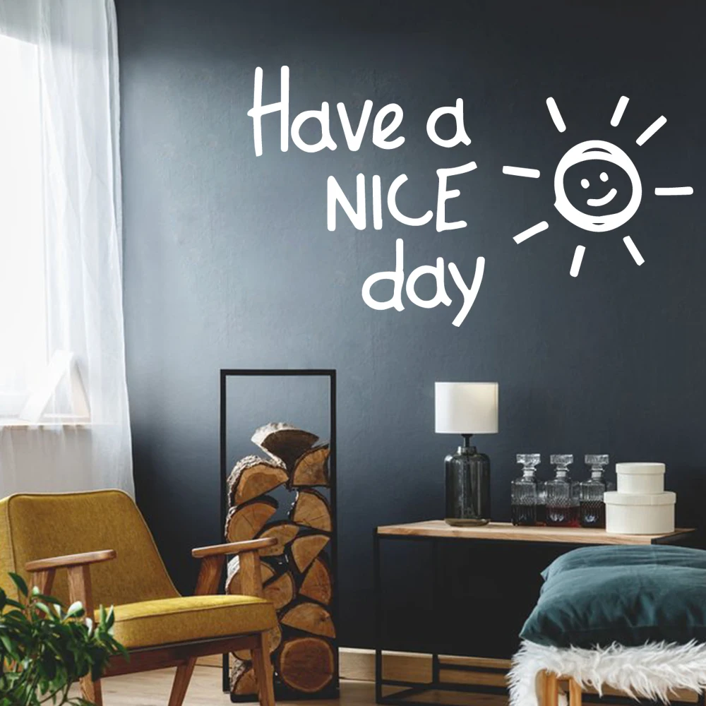 

Lovely Sunshine Quote Have A Nice Day Phrase Vinyl Wall Sticker Decor For Kids Rooms Bedroom Decoration Decal Murals Wallpaper