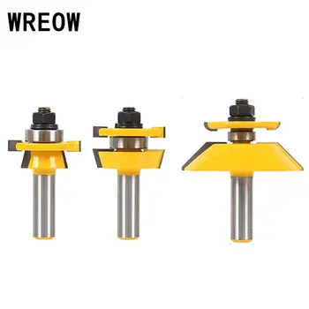 

3Pc 1/2 Inch Shank Woodworking Cutter Router bit Highly sharpen Tenon Tool For Wood Panel Cabinet Door