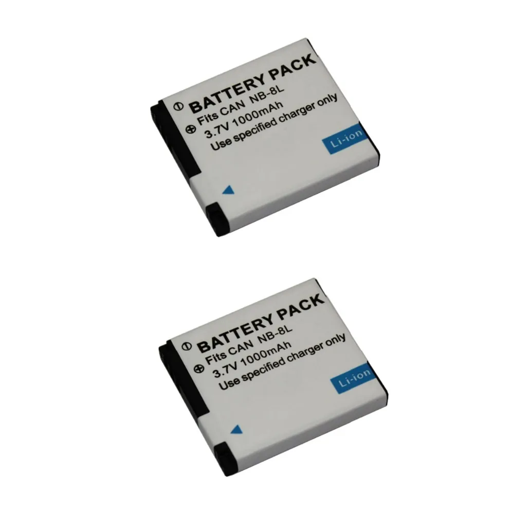 2 Pcs 1000mAh NB 8L NB 8L 3.7v rechargeable Battery For Canon PowerShot