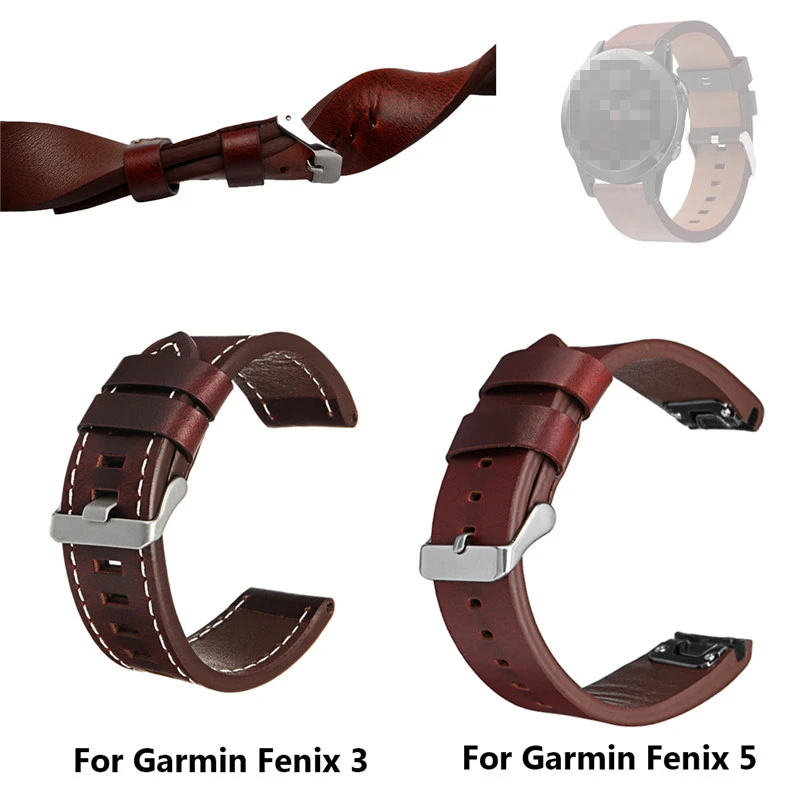 Genuine Leather Watchband+Tool Set 26mm Brown Replacement Wrist Strap
