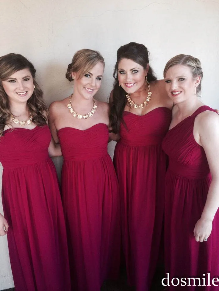 berry red bridesmaid dresses