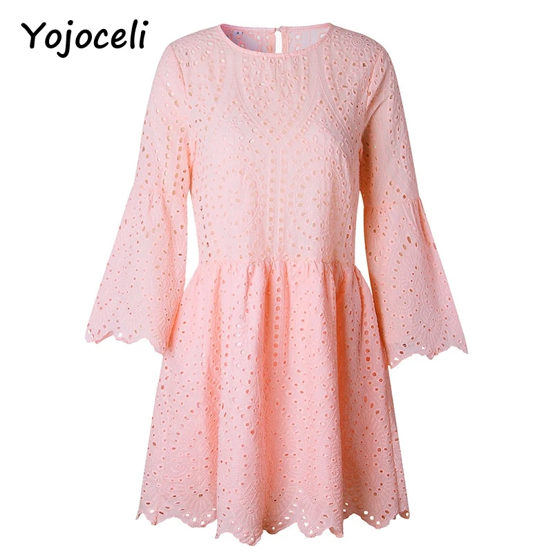 Yojoceli/2018 летнее сексуальное кружевное платье для женщин круглый вырез