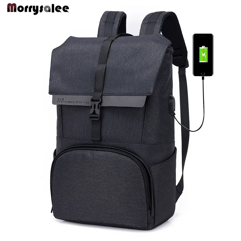 Man USB Charging Polyester Canvas Backpack Large Capacity Students Computer Bag Waterproof ...