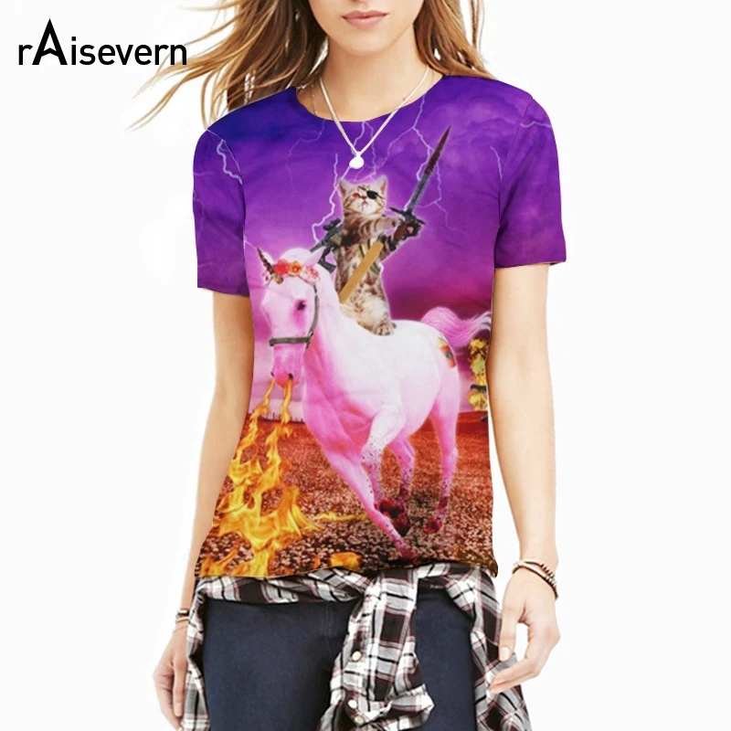 

Raisevern New Animal Cat Print 3D T Shirt Kitten The Destroyer T-shirt Harajuku Style Men Women Top Tees T-shirts