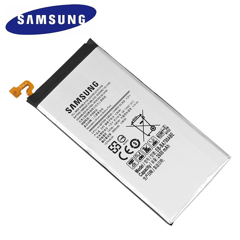 Сменный аккумулятор samsung EB-BA700ABE для samsung Galaxy A7 A700S A700L A700 A700FD подлинный аккумулятор 2600 мАч