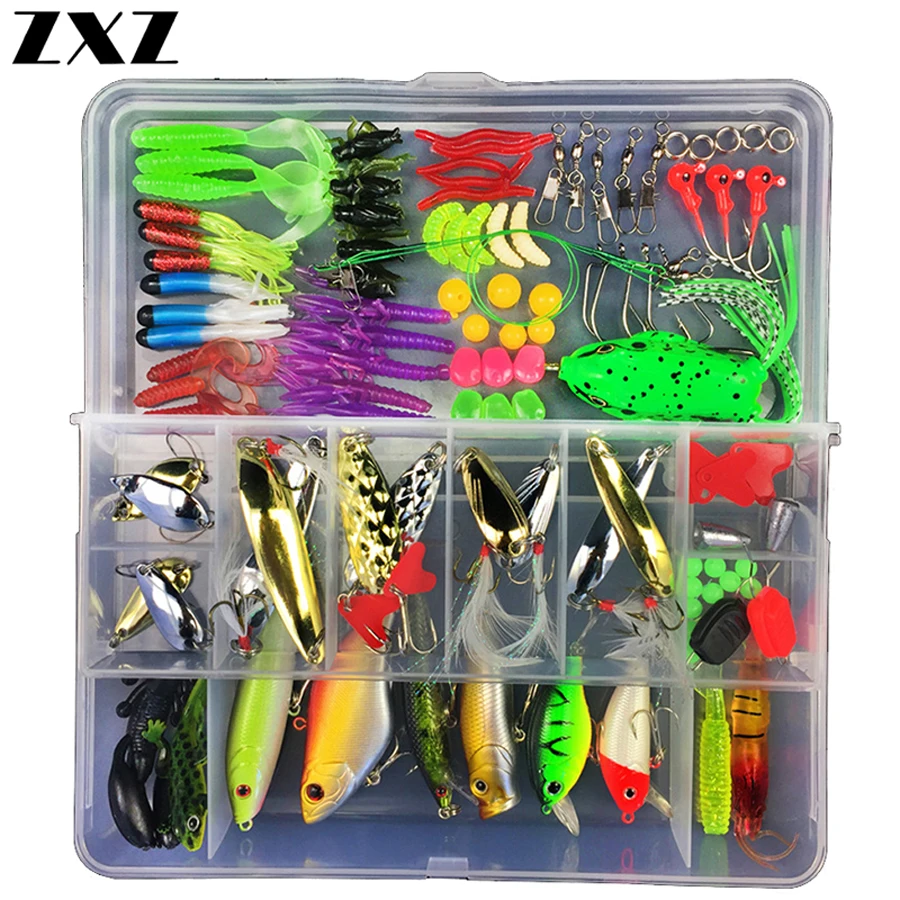 

Fly Fishing Lures Set 28/88/105/141Pcs Minnow Pliers Spoon Minnow Hooks plier Fish Lures Kit In Box Isca Artificial Bait Gear W3