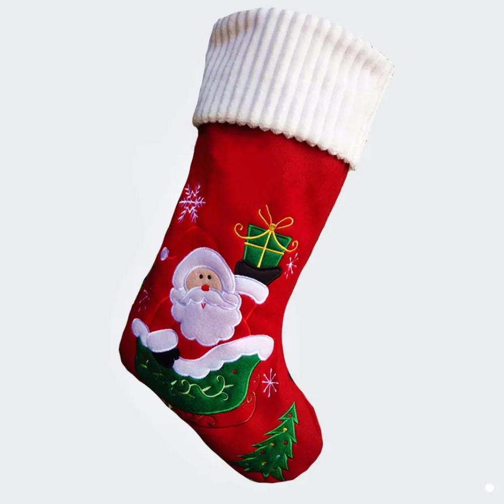 

42cm/16.5 inch Plush stain large christmas stockings snow man Santa Claus reindeer kid xmas stocking children candy bags