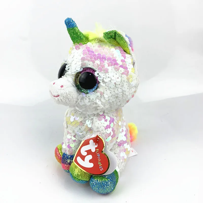 15 см горячая Распродажа Ty Beanie Boos большие глаза белый блестящий Единорог Лола Собака Лев летучая мышь Альпака плюшевая игрушка кукла