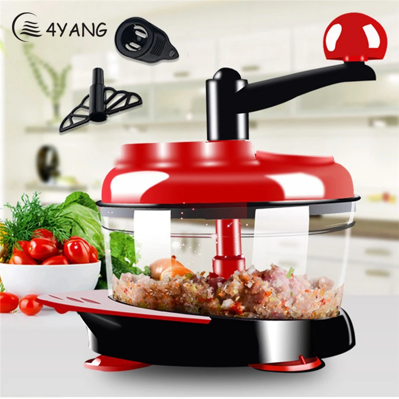 

4YANG Manual Vegetable Chopper Cutter Processor Multifunctional Hand Shredder Meat Grinder Garlic Presses Egg Blender Tools