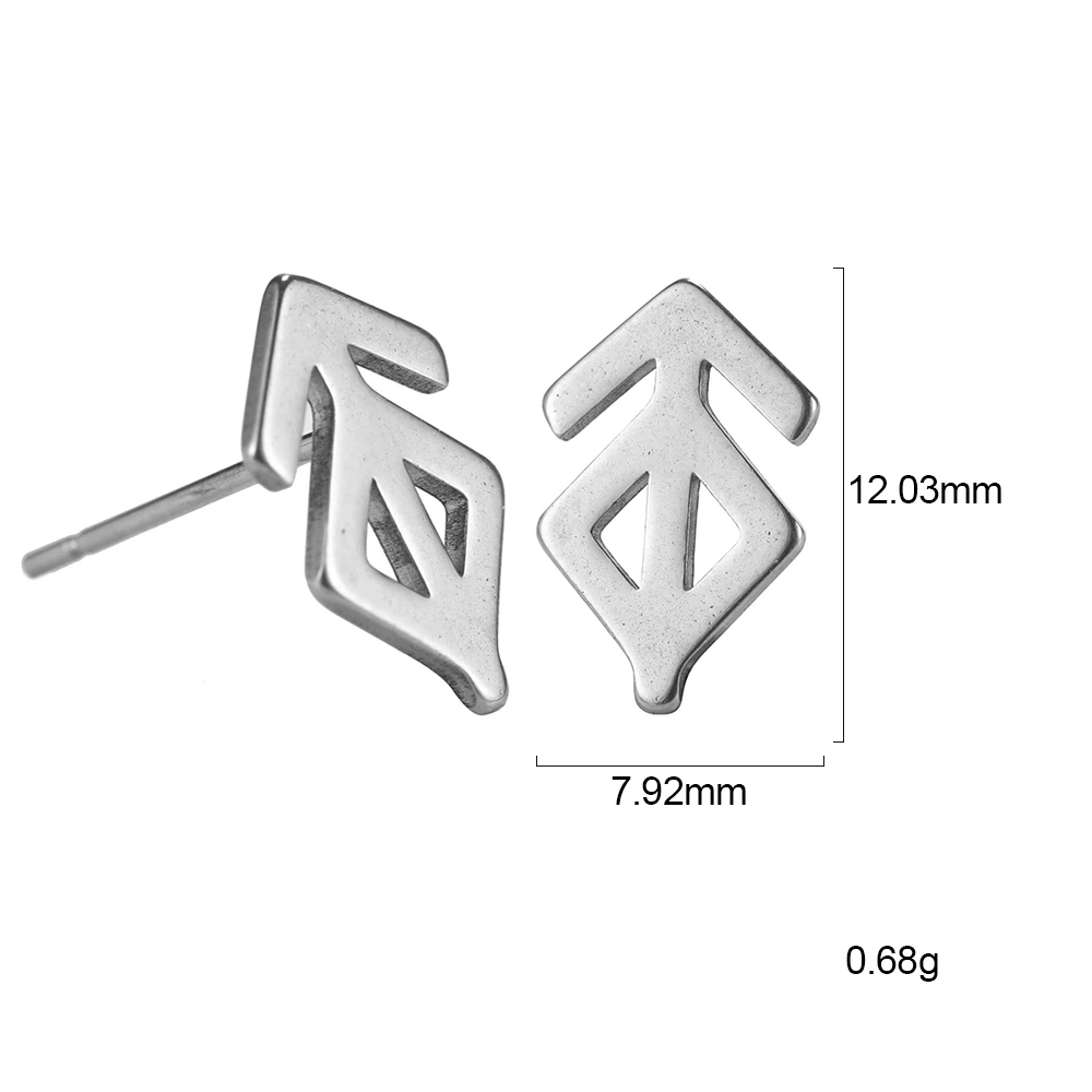 Модные простые корейские серьги с буквенным принтом в виде Рун, ювелирные изделия из нержавеющей стали, металлические трендовые серьги-гвоздики в стиле унисекс - Окраска металла: ESS2019062154