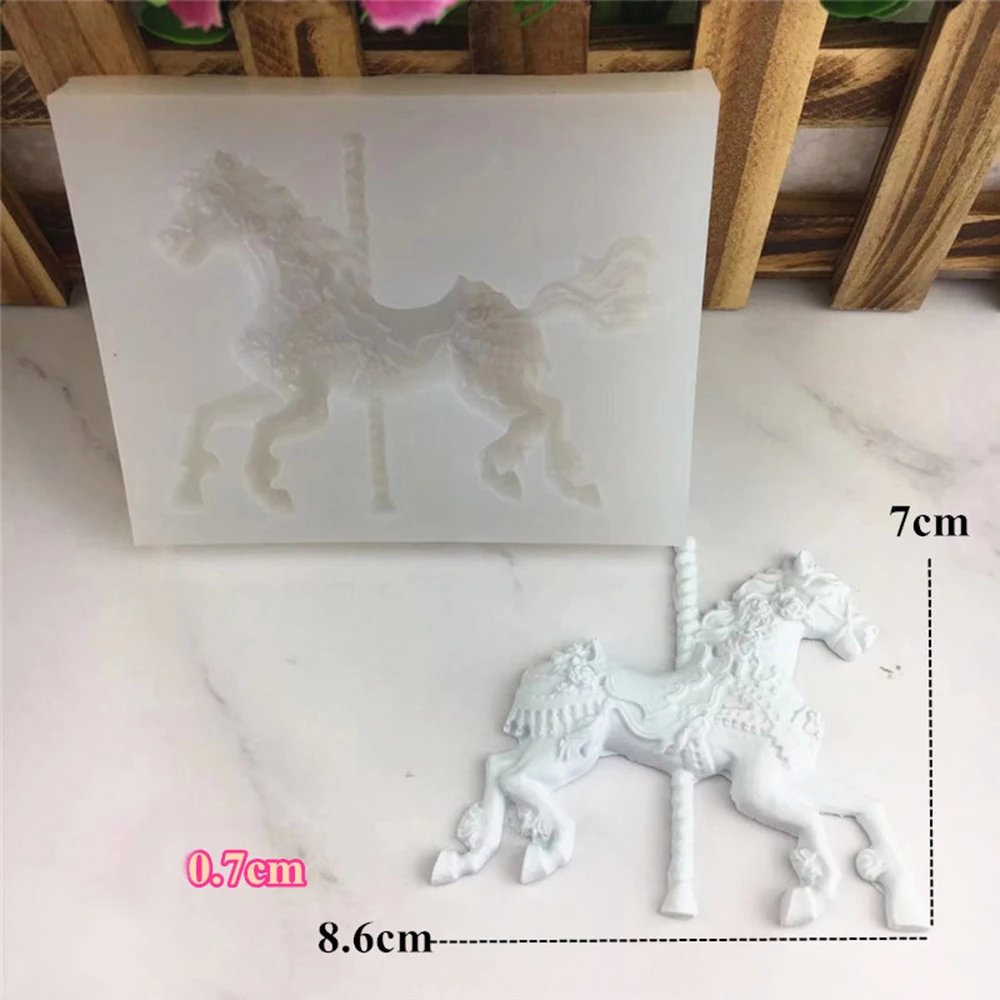 Jewelry Carousel Horse Silicone Mould Cake Decorating Chocolate Baking Mold 8C