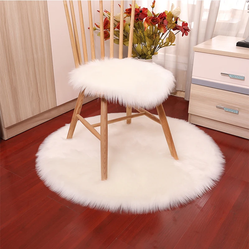 Белый искусственный шерстяной ковер круглый коврик бабочка стул Подушка меховой коврик туалетный столик стул для макияжа ковер