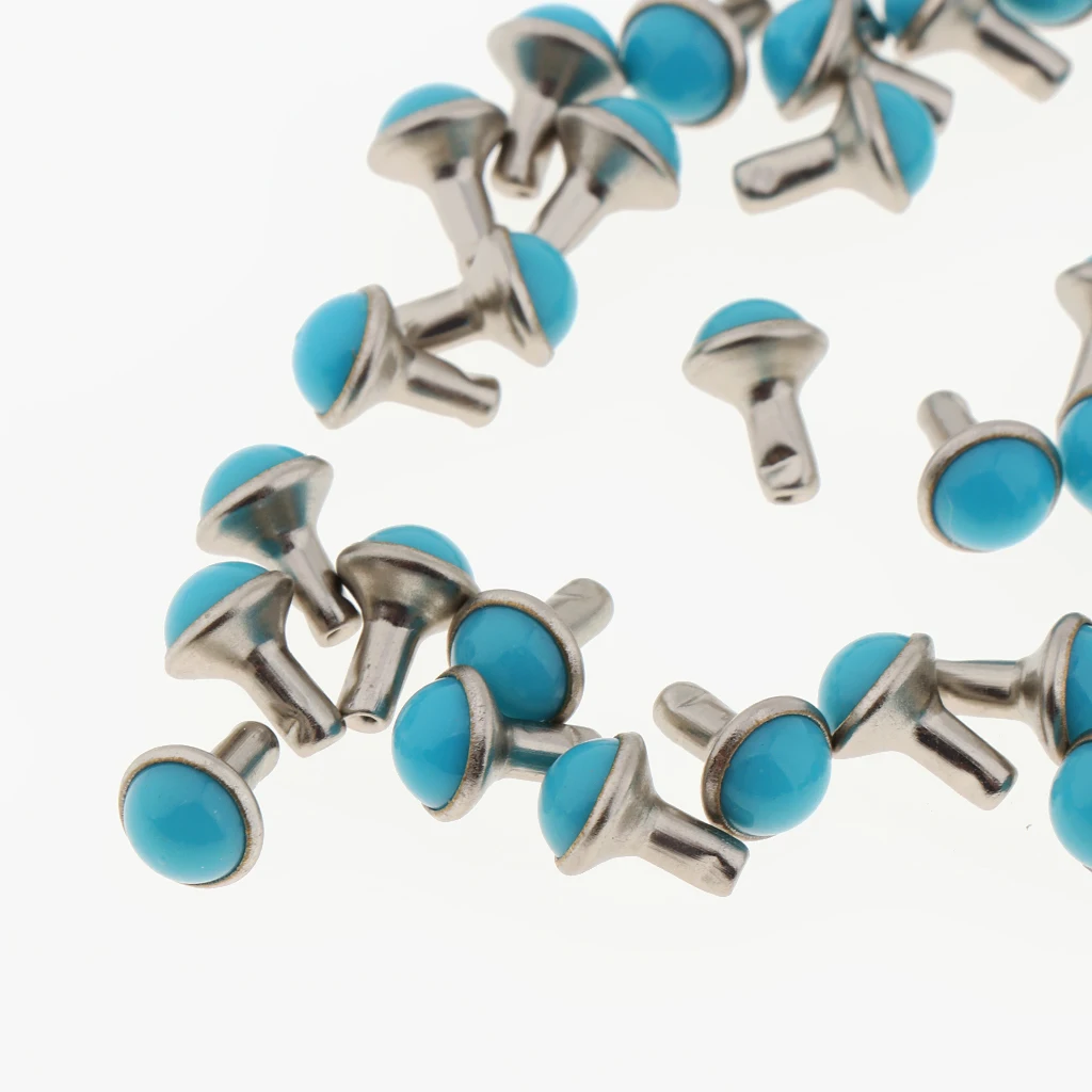 50 Sets Round Turquoise Rapid Rivets Stud for DIY Leather Craft Decoration