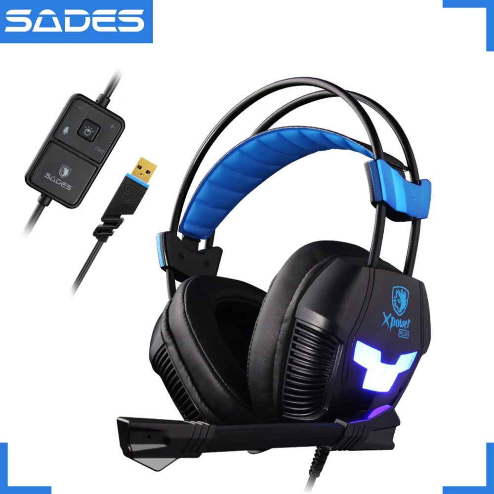 

SADES XPOWER PLUS Stereo Sound 2-level Vibration Function Suspension Headband Gaming Headset for Headset Gamer