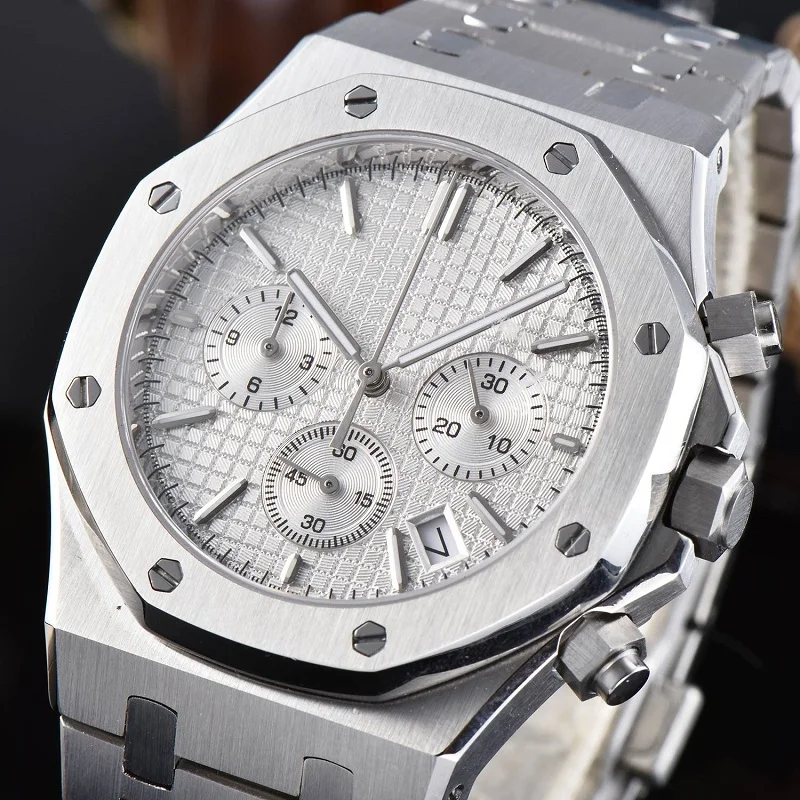 

OUMASHI 41mm Luxury Chronograph Date Watches Men Stainless Steel Waterproof Luminous Multifunctional quartz meter movement Watch